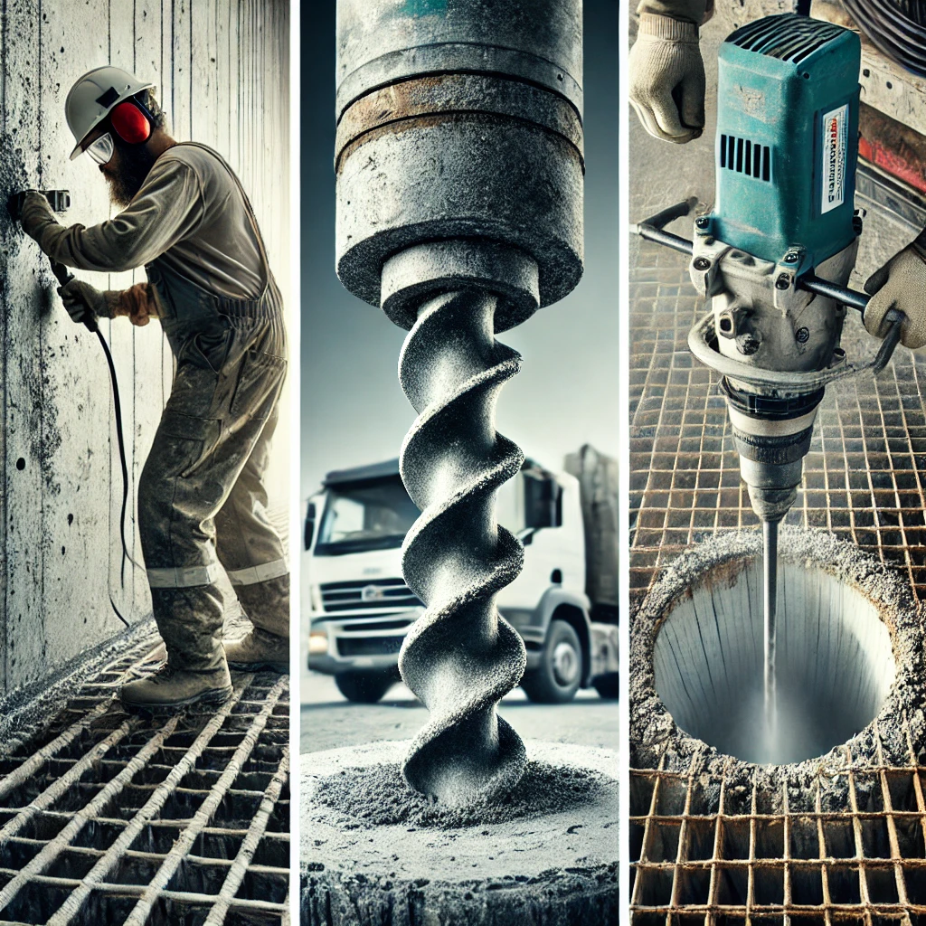 Pekerja profesional melakukan coring beton di Batang dengan peralatan canggih