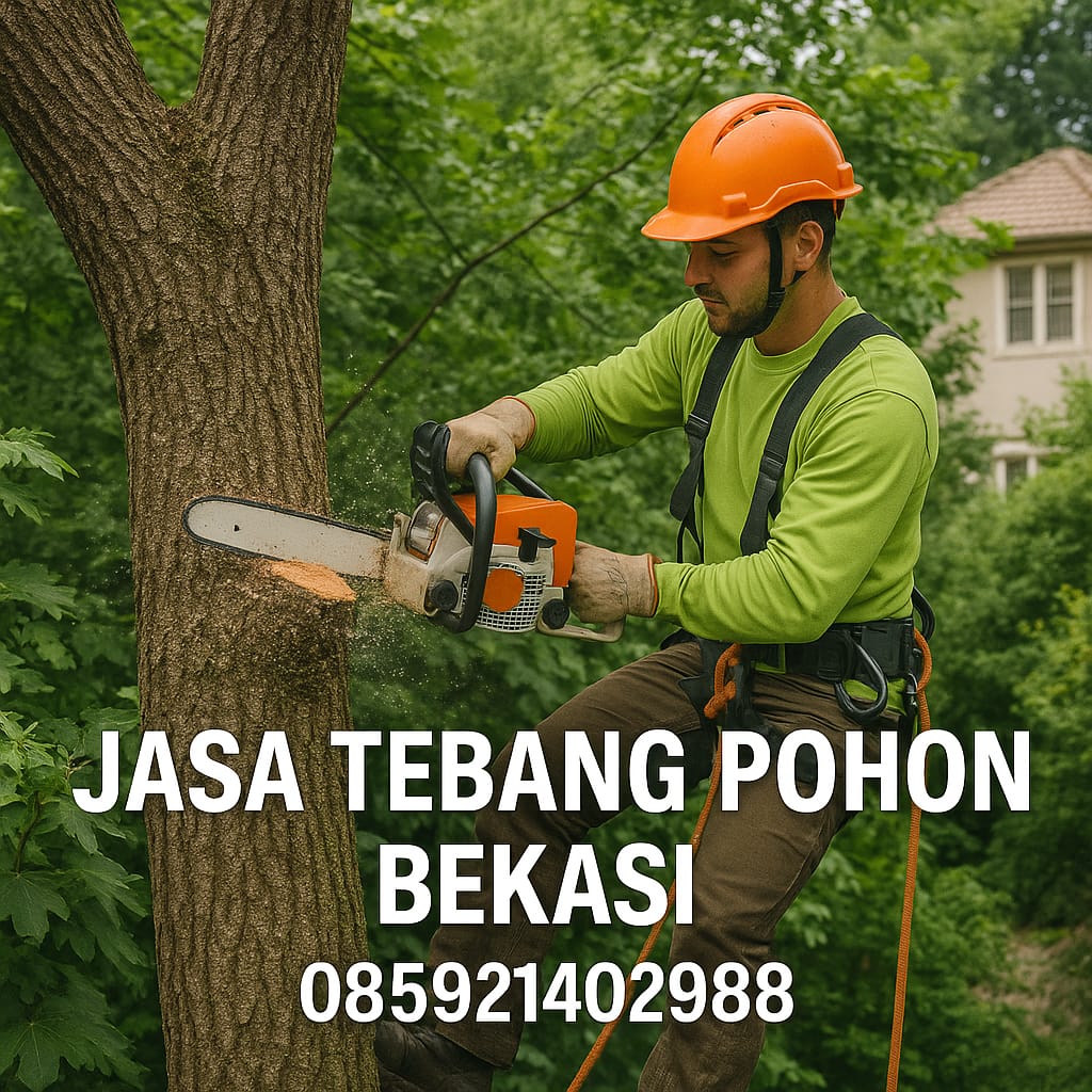 Jasa tebang pohon profesional di Bekasi Kota, tim ahli, proses aman, rapi, dan bergaransi — 085921402988
